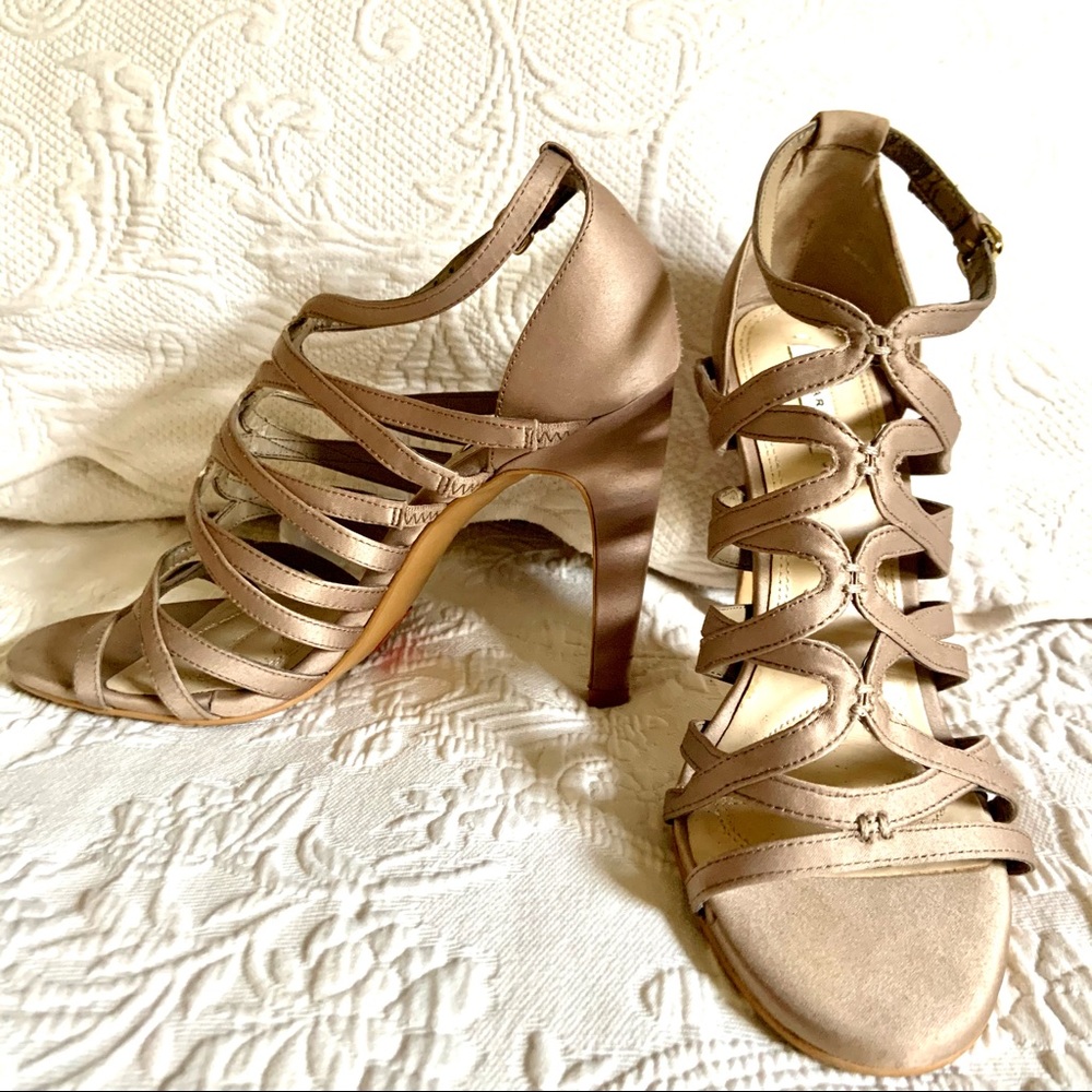 Zara satin golden sandals